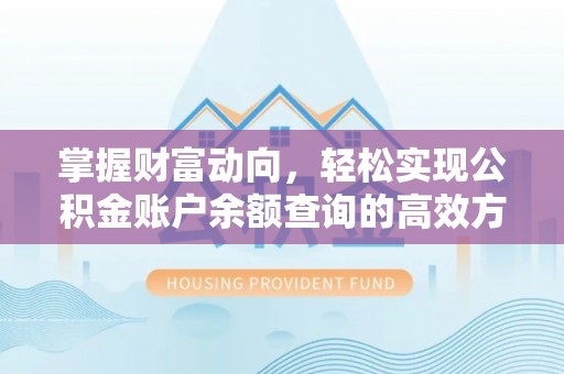 碧江掌握财富动向，轻松实现公积金账户余额查询的高效方式