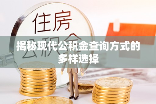 碧江揭秘现代公积金查询方式的多样选择